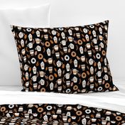 pumpkin spice latte fabric coffee and donuts fall autumn traditions black