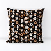 pumpkin spice latte fabric coffee and donuts fall autumn traditions black