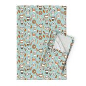 pumpkin spice latte fabric coffee and donuts fall autumn traditions lite