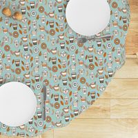 pumpkin spice latte fabric coffee and donuts fall autumn traditions lite