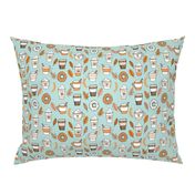 pumpkin spice latte fabric coffee and donuts fall autumn traditions lite