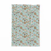 pumpkin spice latte fabric coffee and donuts fall autumn traditions lite