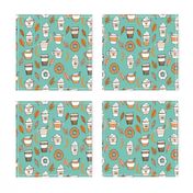 pumpkin spice latte fabric coffee and donuts fall autumn traditions mint