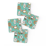 pumpkin spice latte fabric coffee and donuts fall autumn traditions mint