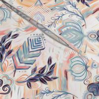 Abstract Painted Boho Pattern in Peach & Grey