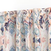 Abstract Painted Boho Pattern in Peach & Grey