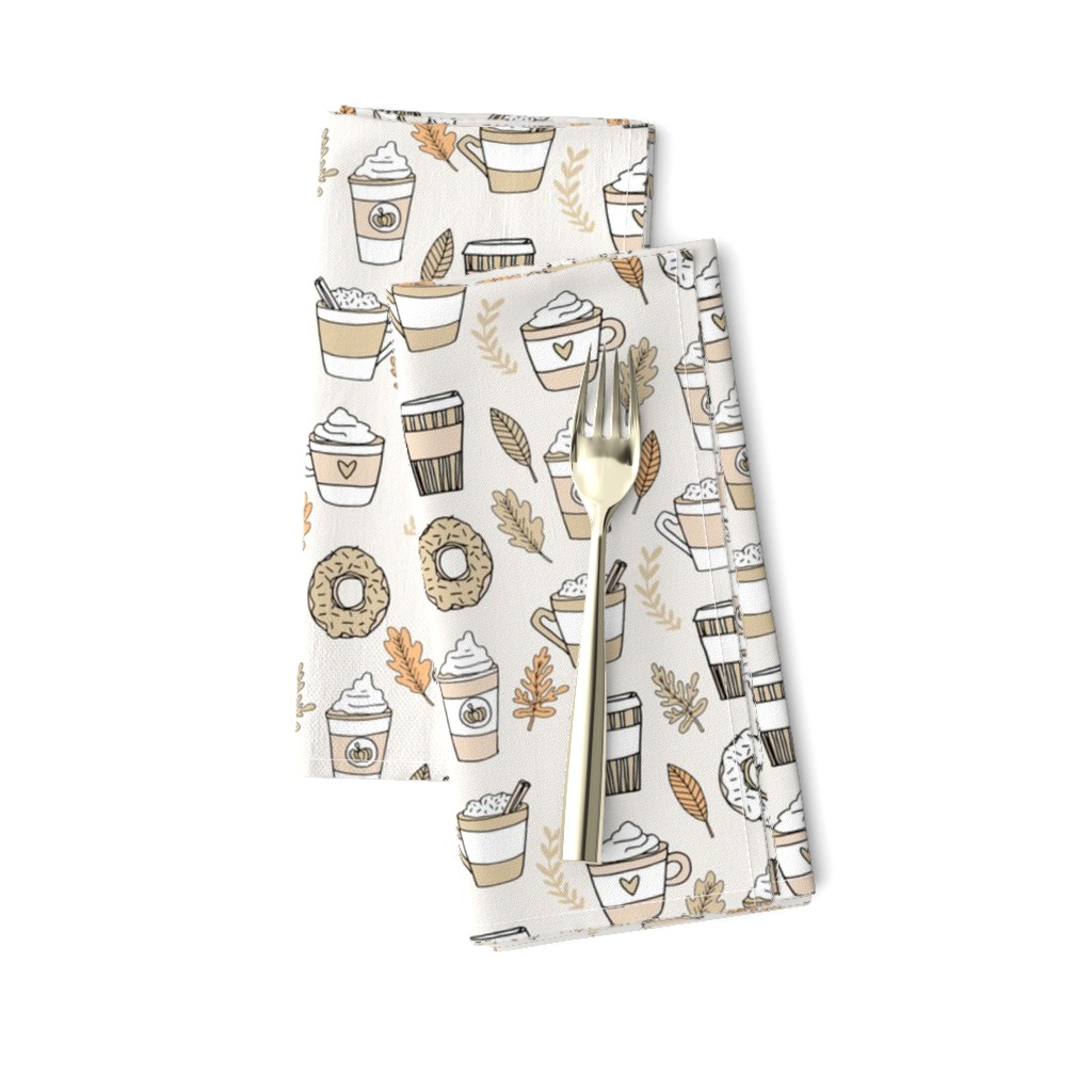 pumpkin spice latte fabric coffee and donuts fall autumn traditions neutral