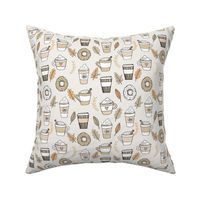 pumpkin spice latte fabric coffee and donuts fall autumn traditions neutral