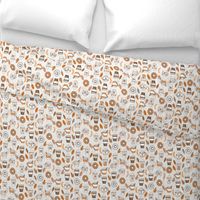 pumpkin spice latte fabric coffee and donuts fall autumn traditions off-white