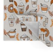 pumpkin spice latte fabric coffee and donuts fall autumn traditions off-white