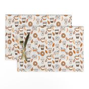 pumpkin spice latte fabric coffee and donuts fall autumn traditions off-white