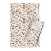 pumpkin spice latte fabric coffee and donuts fall autumn traditions off-white