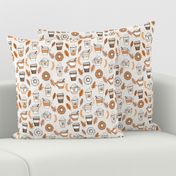 pumpkin spice latte fabric coffee and donuts fall autumn traditions off-white