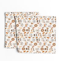 pumpkin spice latte fabric coffee and donuts fall autumn traditions off-white