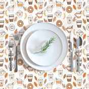 pumpkin spice latte fabric coffee and donuts fall autumn traditions off-white