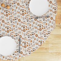 pumpkin spice latte fabric coffee and donuts fall autumn traditions off-white