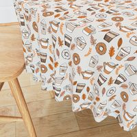 pumpkin spice latte fabric coffee and donuts fall autumn traditions off-white