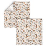 pumpkin spice latte fabric coffee and donuts fall autumn traditions off-white