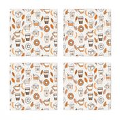 pumpkin spice latte fabric coffee and donuts fall autumn traditions off-white