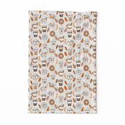 pumpkin spice latte fabric coffee and donuts fall autumn traditions off-white