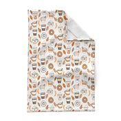 pumpkin spice latte fabric coffee and donuts fall autumn traditions off-white