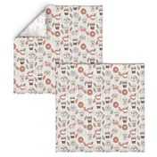 pumpkin spice latte fabric coffee and donuts fall autumn traditions peach