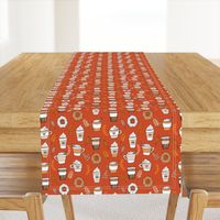 pumpkin spice latte fabric coffee and donuts fall autumn traditions rust