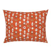 pumpkin spice latte fabric coffee and donuts fall autumn traditions rust