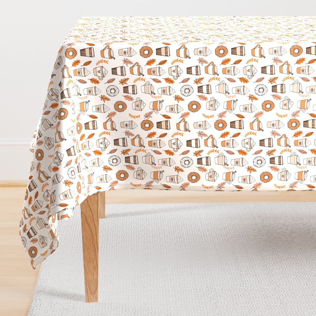 pumpkin spice latte fabric coffee and donuts fall autumn traditions