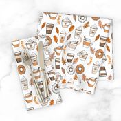 pumpkin spice latte fabric coffee and donuts fall autumn traditions