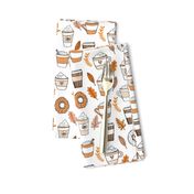 pumpkin spice latte fabric coffee and donuts fall autumn traditions