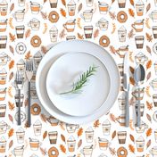 pumpkin spice latte fabric coffee and donuts fall autumn traditions