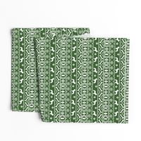 Boston Terrier fair isle christmas dog fabric med green