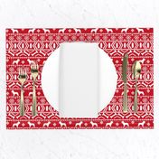 Boston Terrier fair isle christmas dog fabric red