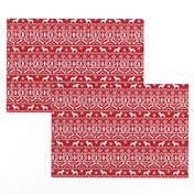 Boston Terrier fair isle christmas dog fabric red