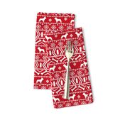 Boston Terrier fair isle christmas dog fabric red