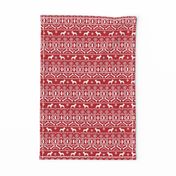 Boston Terrier fair isle christmas dog fabric red