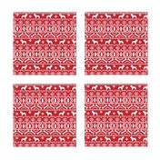 Boston Terrier fair isle christmas dog fabric red