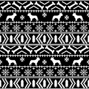 Boston Terrier fair isle christmas dog fabric black and white