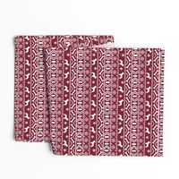 Boston Terrier fair isle christmas dog fabric maroon