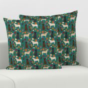 labradors in autumn fabric - yellow, black and chocolate lab fabric - eden green