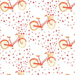 17-12E Red Bike  Bicycle Heart Watercolor || Love Valentine marriage wedding  pink white red _ Miss Chiff Designs 