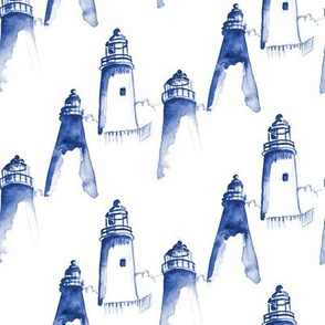 Nautical Indigo Blue Lighthouse 