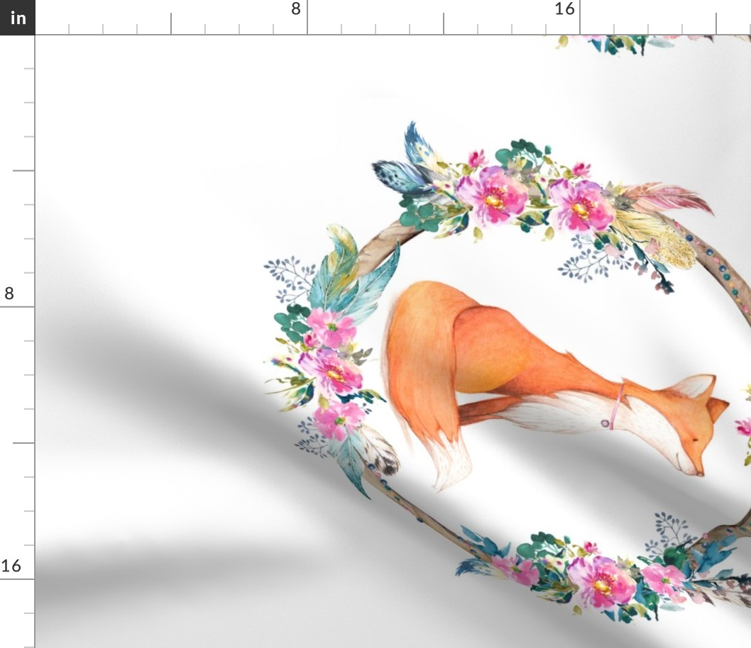 29"x18" Bohemian Dreams Floral Fox