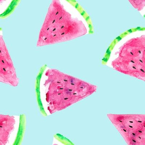 watermelon slices - light blue || fruit fabric (90)