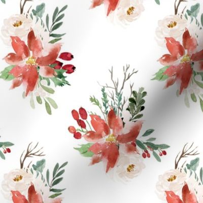 6" Holiday Lights Florals // White