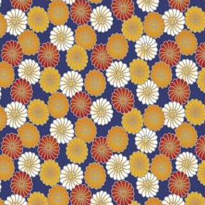 Marigold Floral Pattern Blue