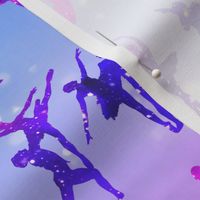 1 ballet ballerina dance dancing dancers tutu pirouette sparkles stars universe galaxy cosmic cosmos planets nebula silhouette watercolor effect  purple blue violet clouds  