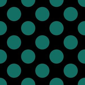 One Inch Close Cyan Turquoise Polka Dots on Black