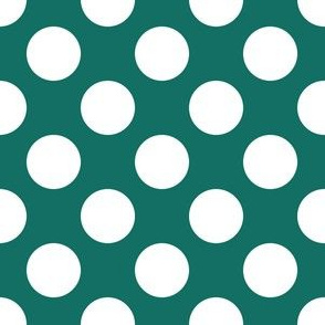 One Inch Close White Polka Dots on Cyan Turquoise